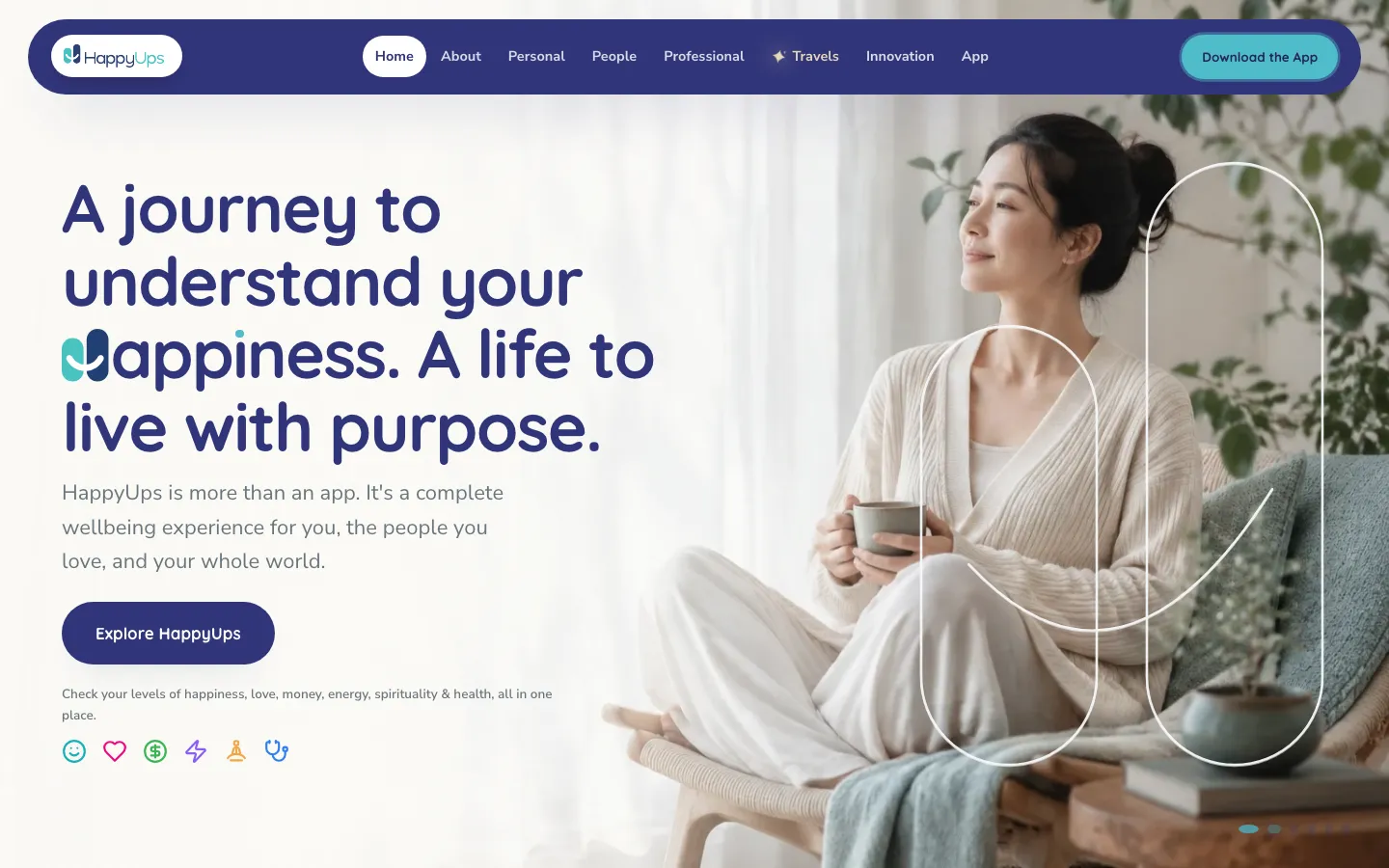 HappyUps: Wellbeing brand website